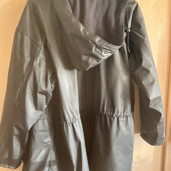 Vintage Wippette Rainthings Black Vinyl Lined Hooded Raincoat Size Large L Mens - Picture 3 of 8
